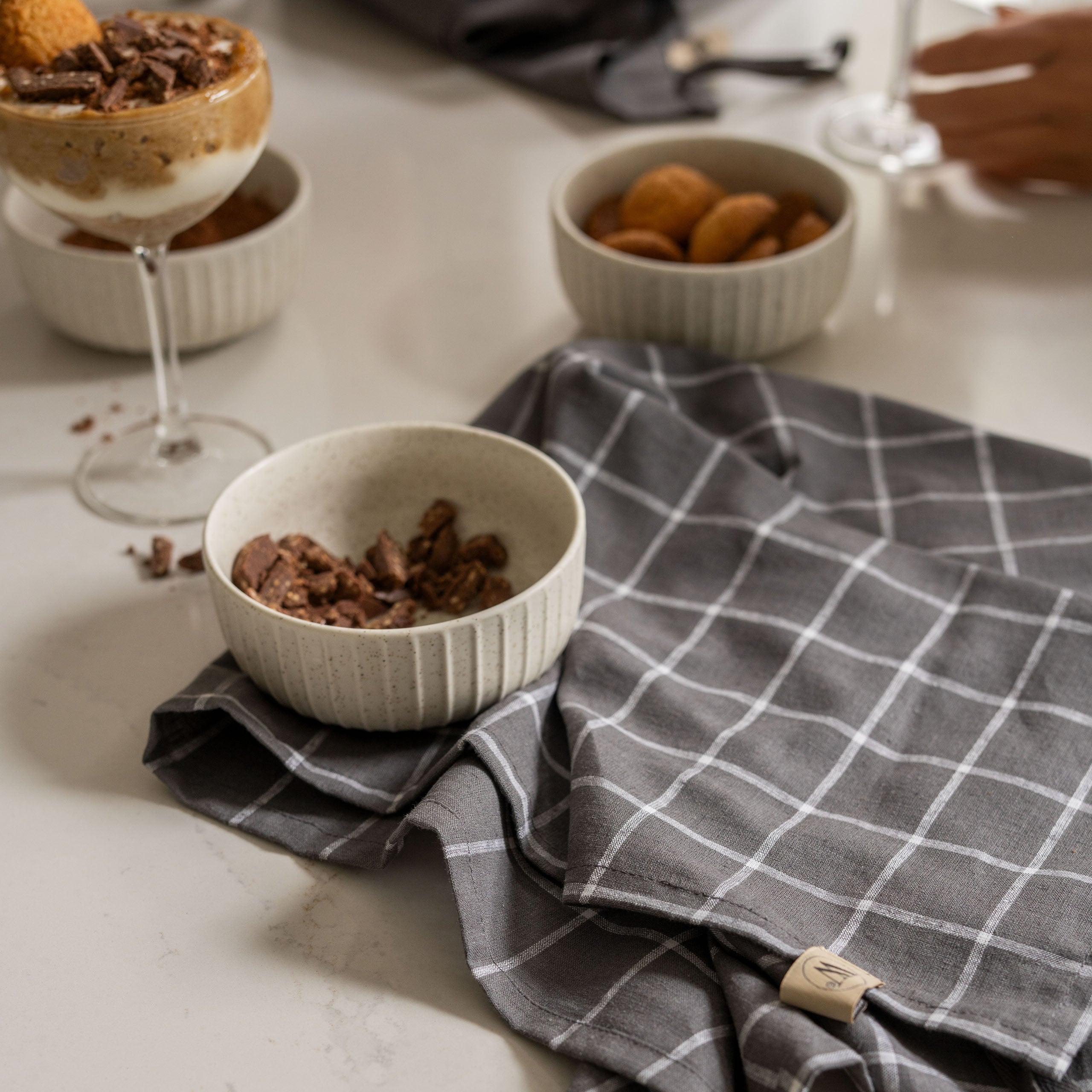 Keukenset Lovely Linen Antraciet 3x 50x70