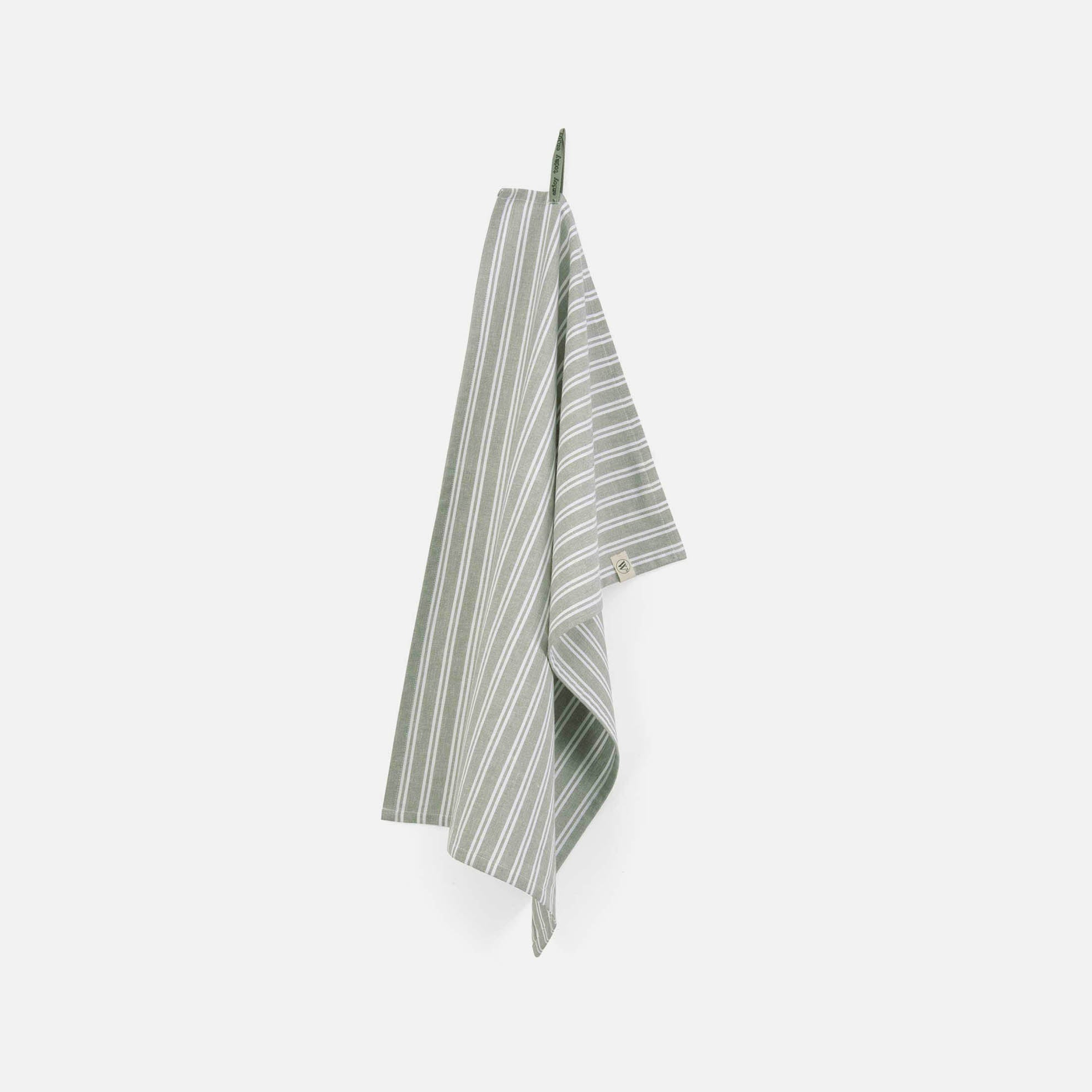 Keukendoek Dry with Stripes Legergroen 50x70