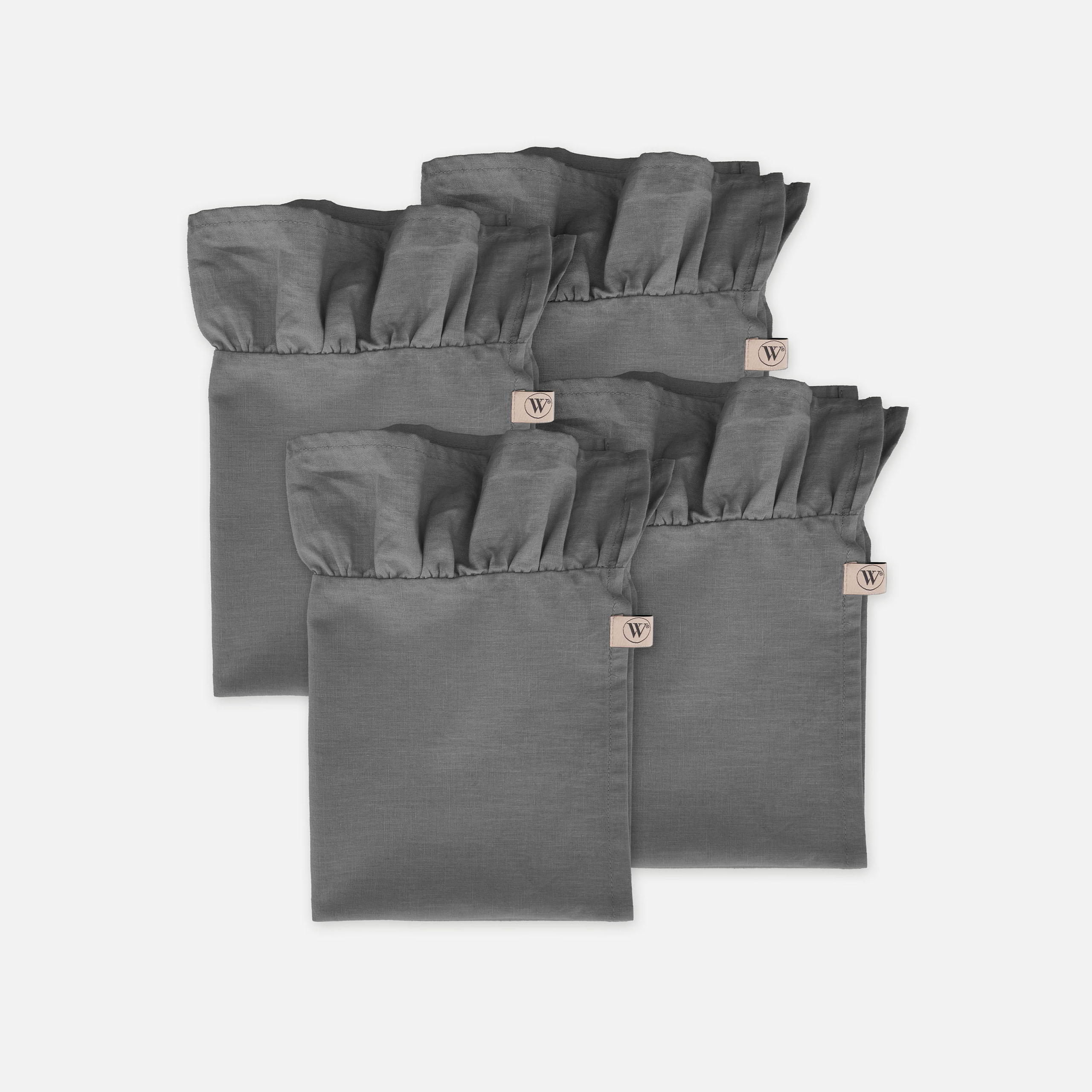 Servet Set Lovely Linen Ruffles Antraciet 4x 40x40