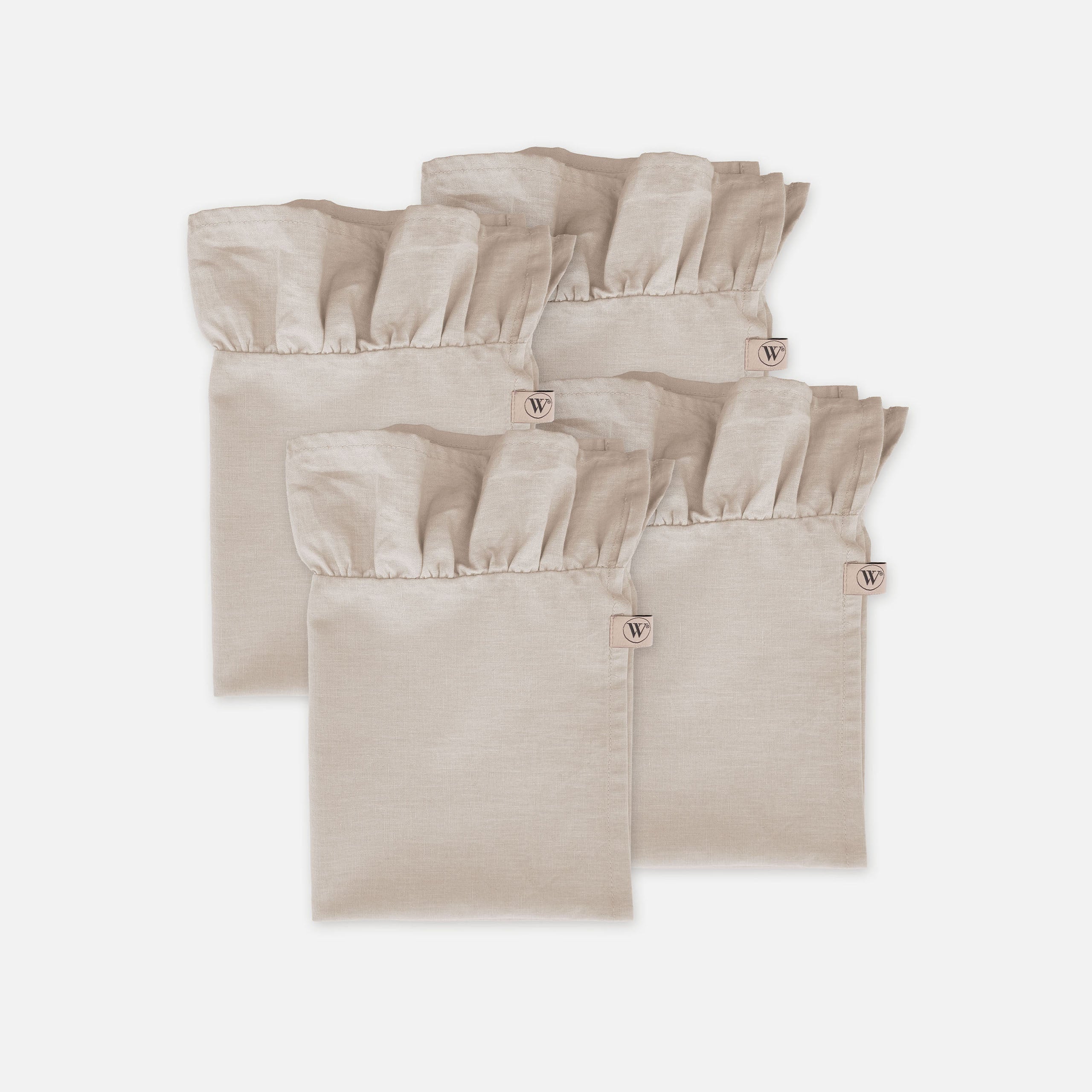 Servet Set Lovely Linen Ruffles Naturel 4x 40x40