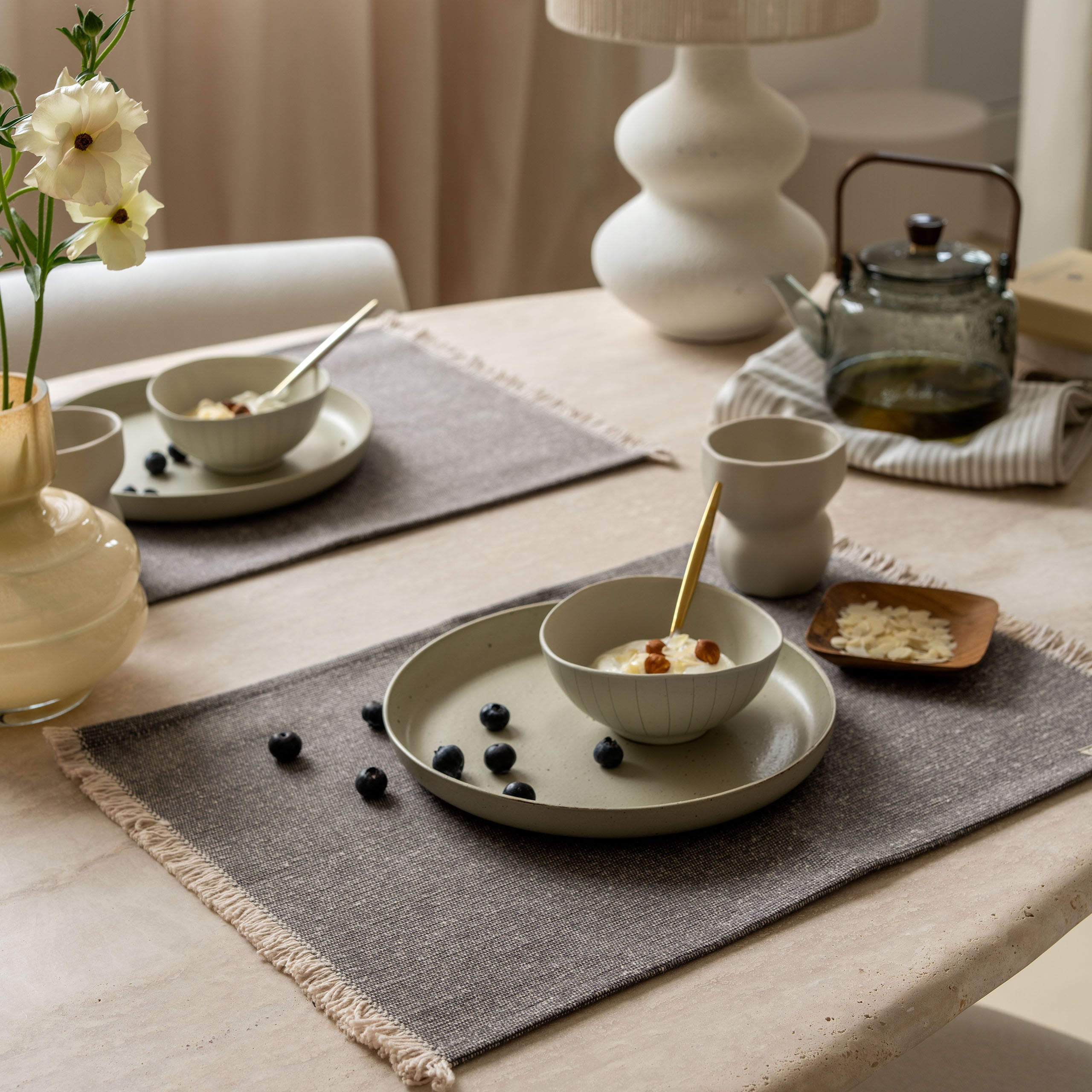 Placemat Set Sweet Raffle Antraciet 2x 35x48