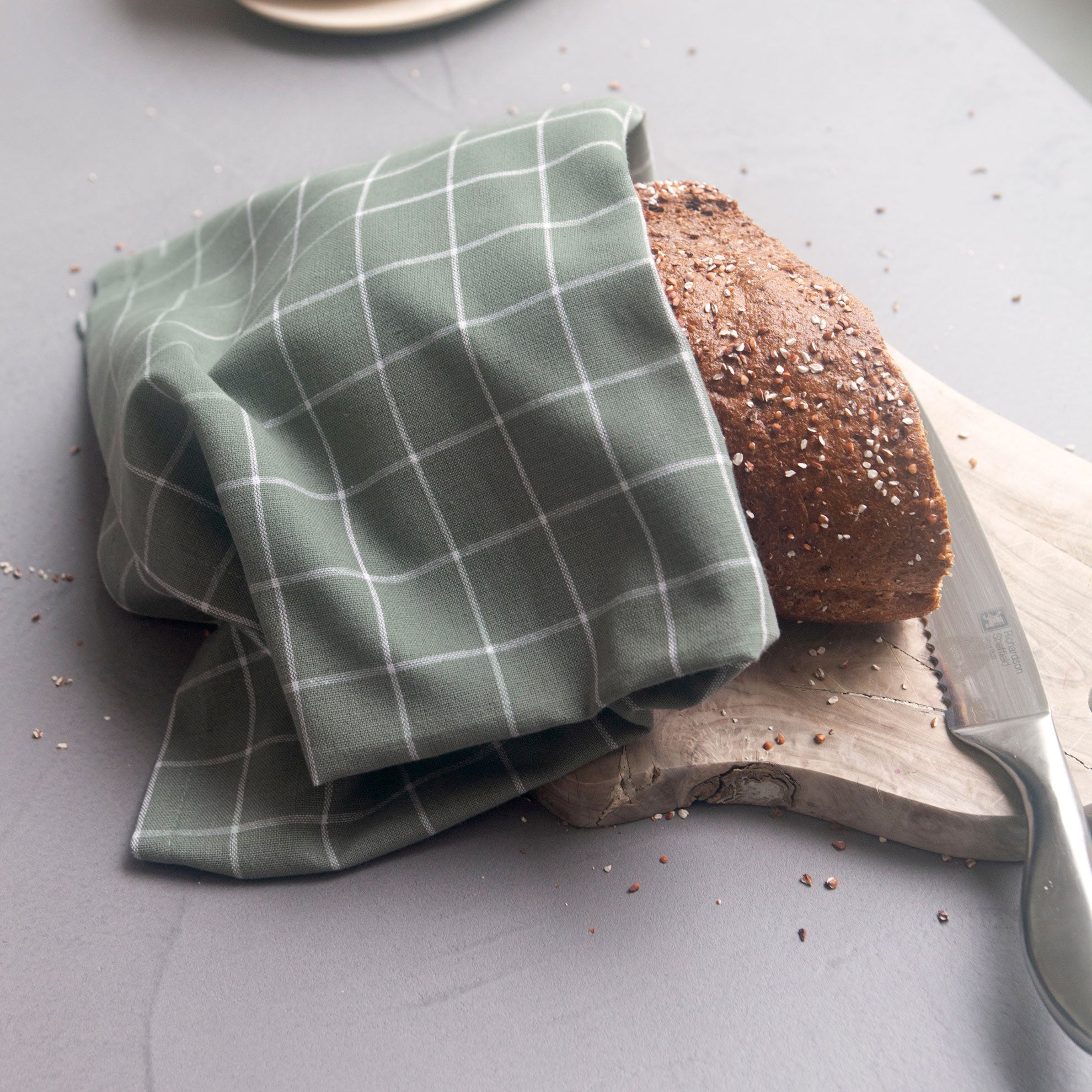 Keukendoek Dry with Cubes Legergroen 50x70