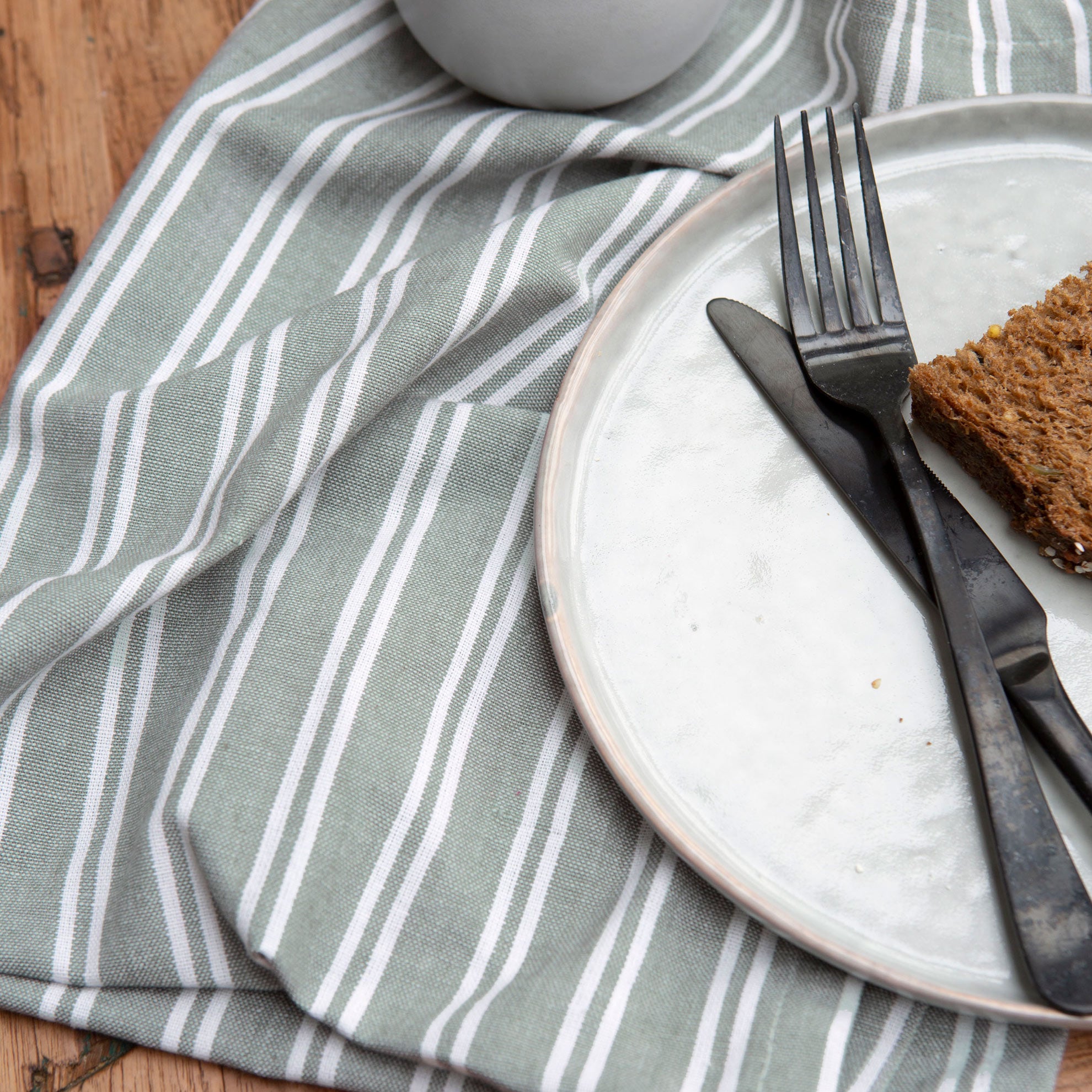 Keukendoek Dry with Stripes Legergroen 50x70