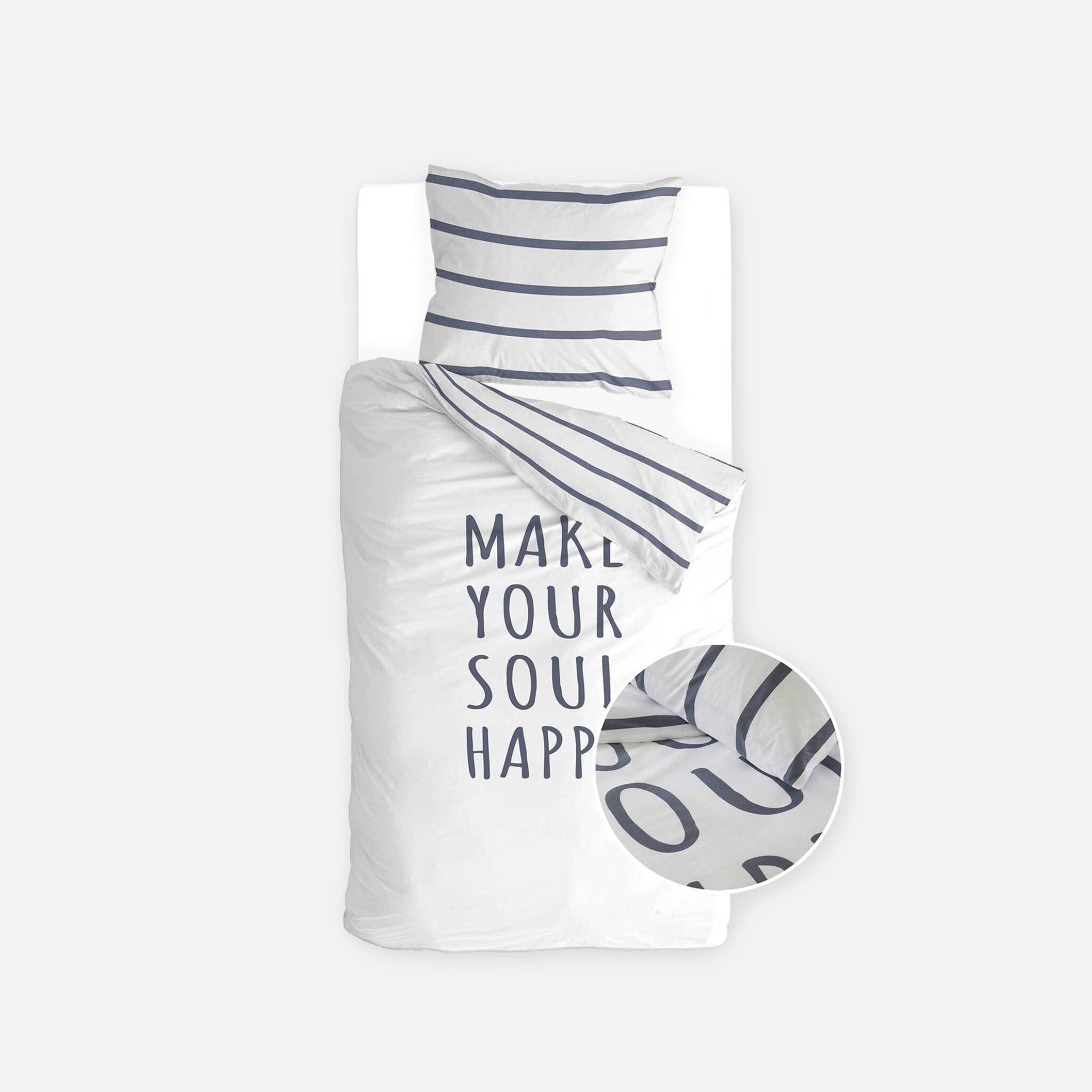 Dekbedovertrek Happy Wake Up Wit / Blauw