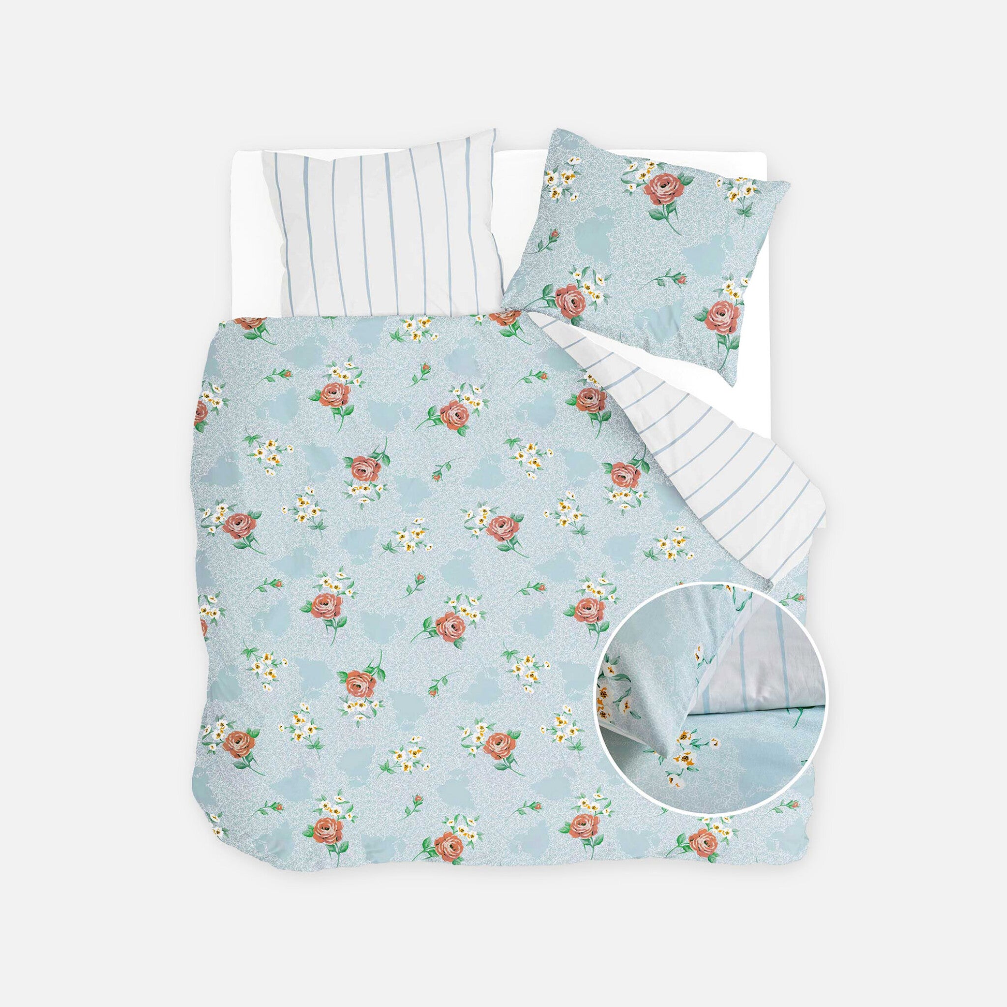 Dekbedovertrek Red Roses Blauw