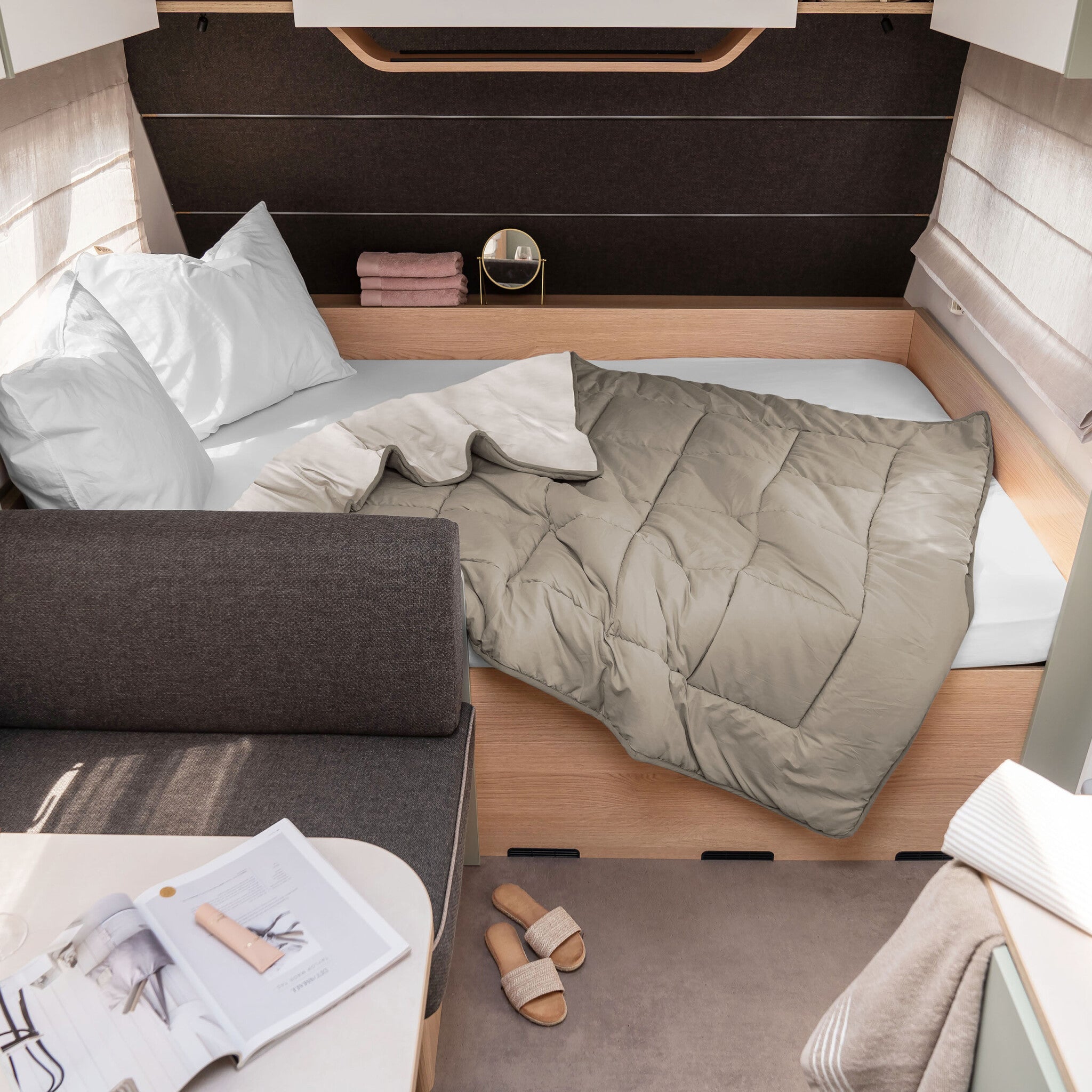 Wasbaar dekbed met vaste hoes Zand/Taupe