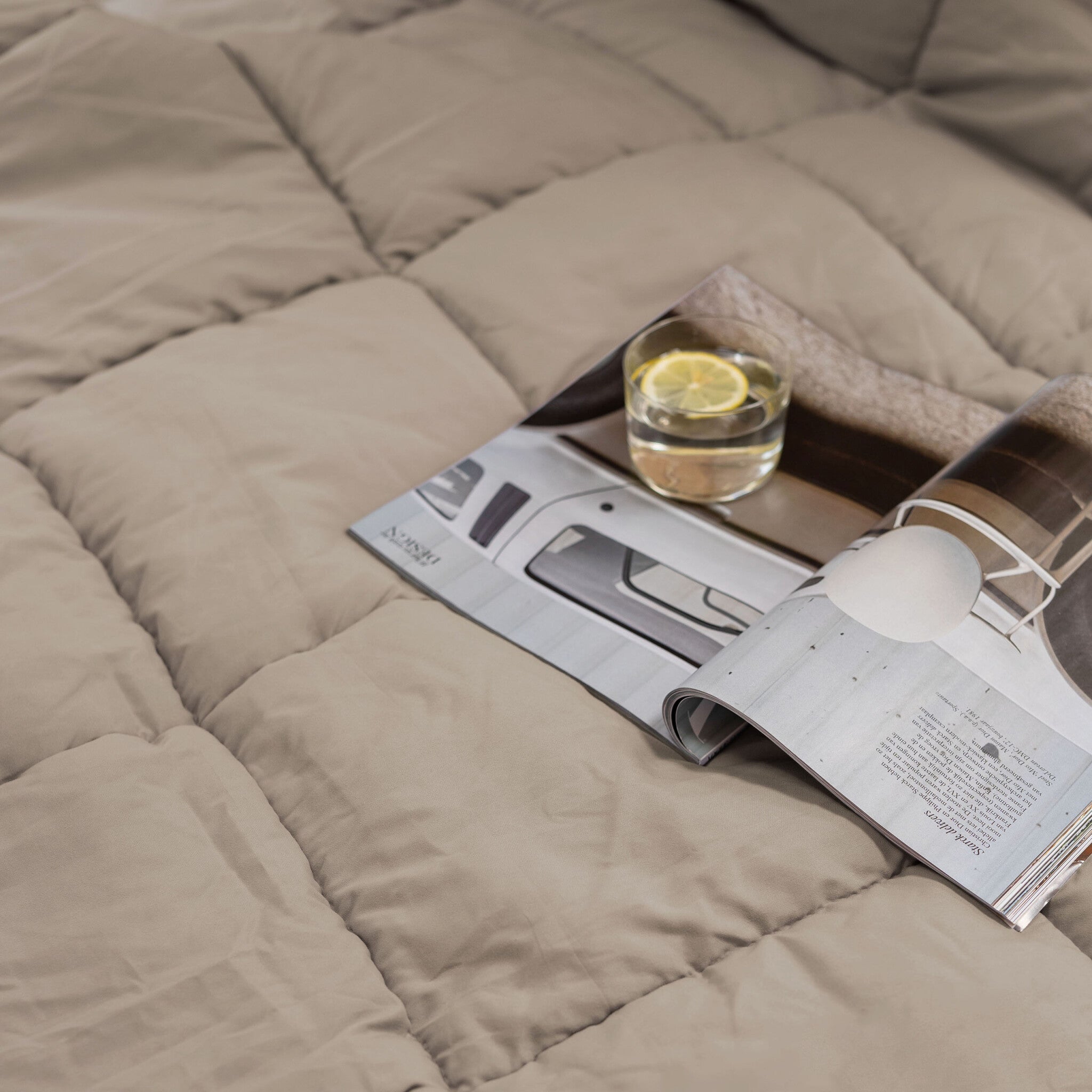 Wasbaar dekbed met vaste hoes Zand/Taupe