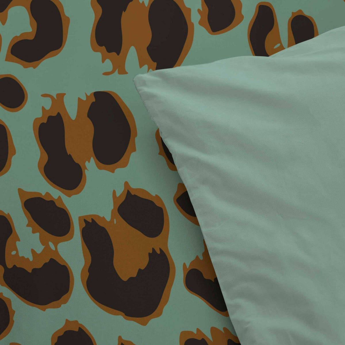 Byrklund - Dekbedovertrek Lazy Leopard - Groen