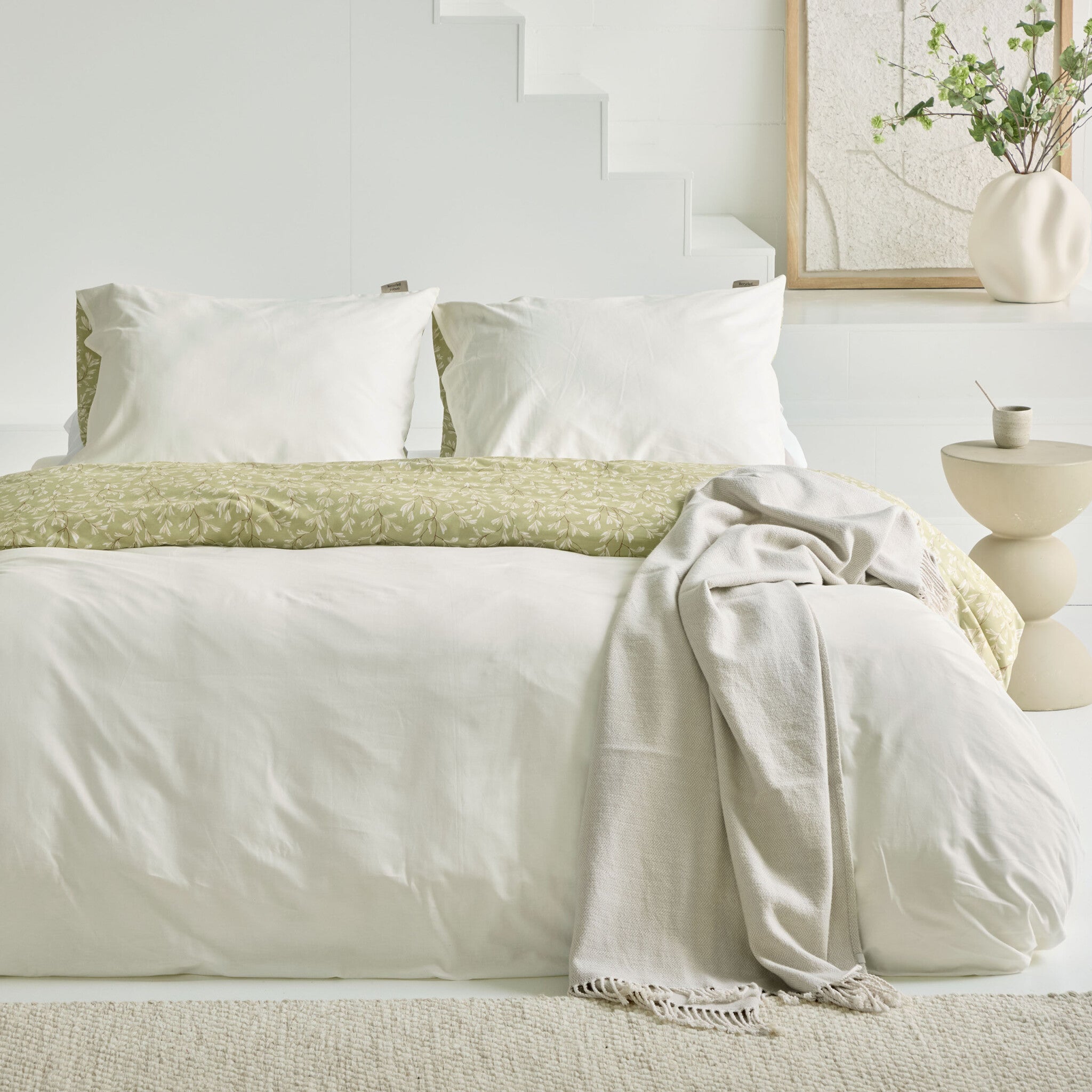 Dekbedovertrek Blooming Grace Groen / Wit