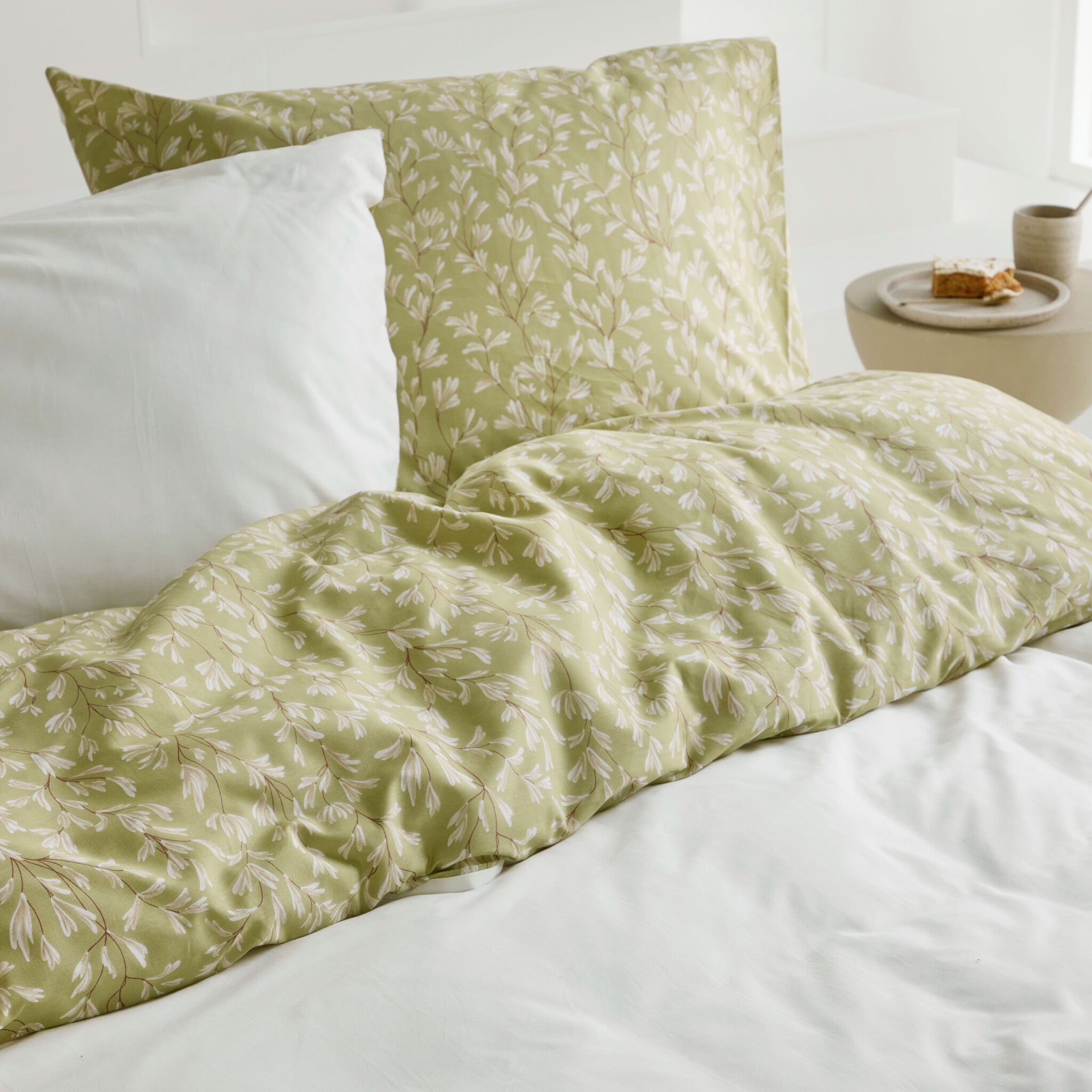 Dekbedovertrek Blooming Grace Groen / Wit