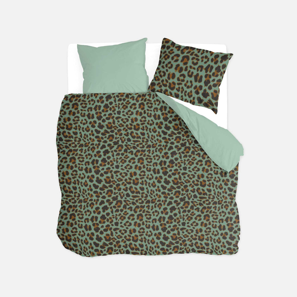 Byrklund - Dekbedovertrek Lazy Leopard - Groen