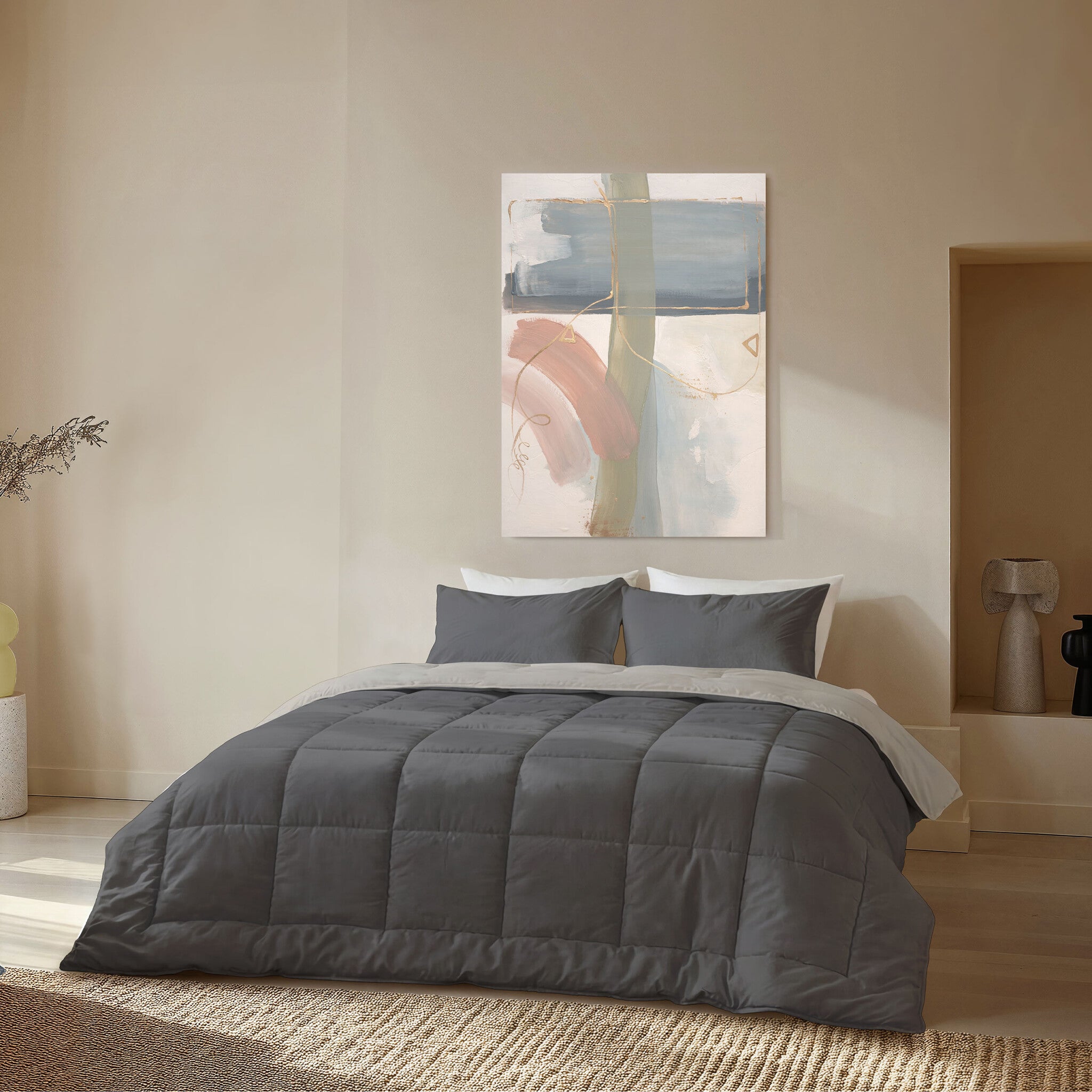 Byrklund - Dekbed zonder overtrek Wash & Rest - Zand / Antraciet