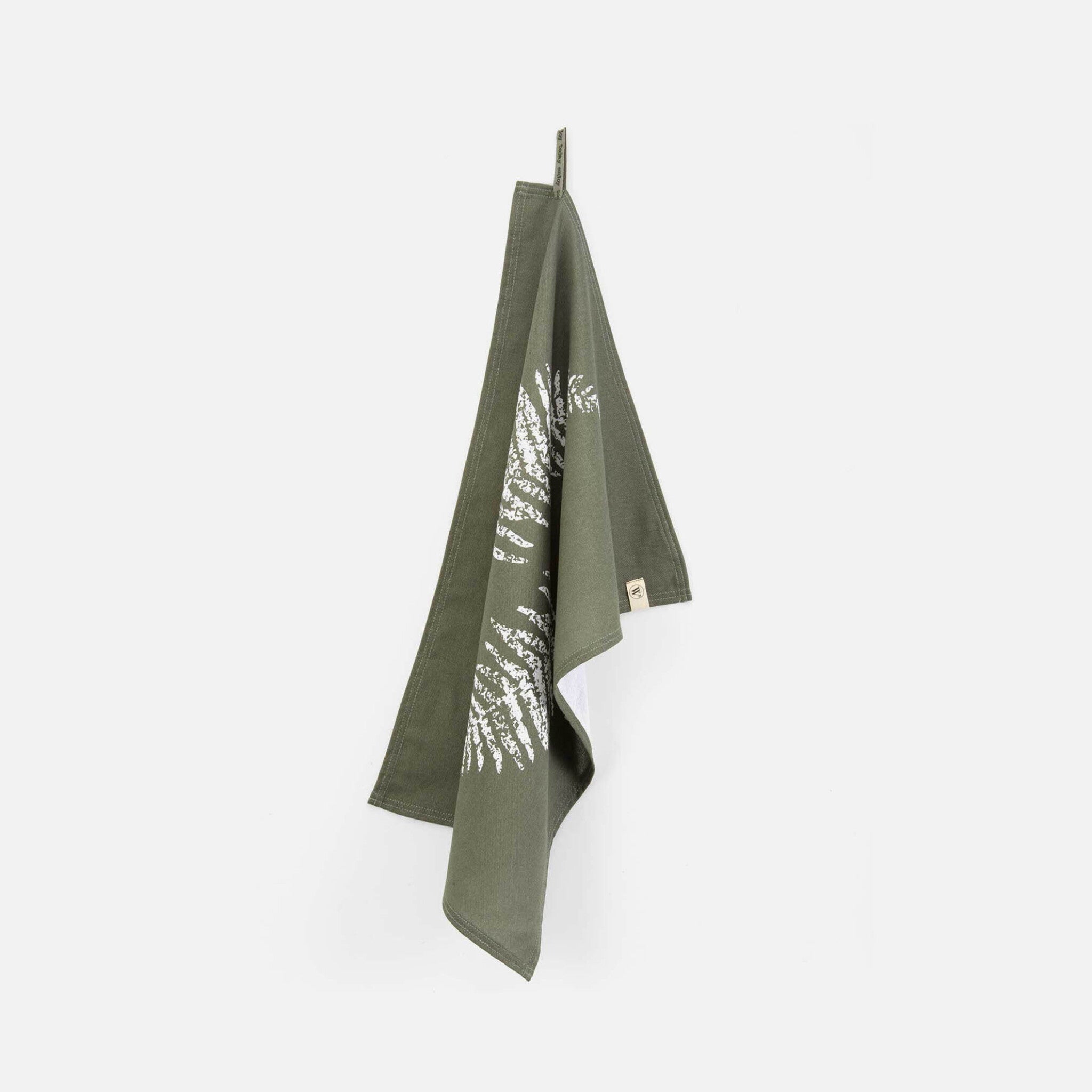 Theedoek Dry with Leaves Legergroen 50x70