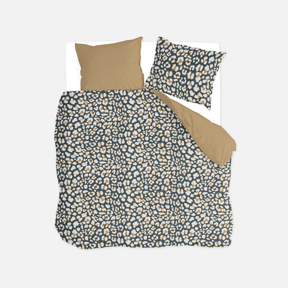 Byrklund - Dekbedovertrek Lazy Leopard - Okergeel