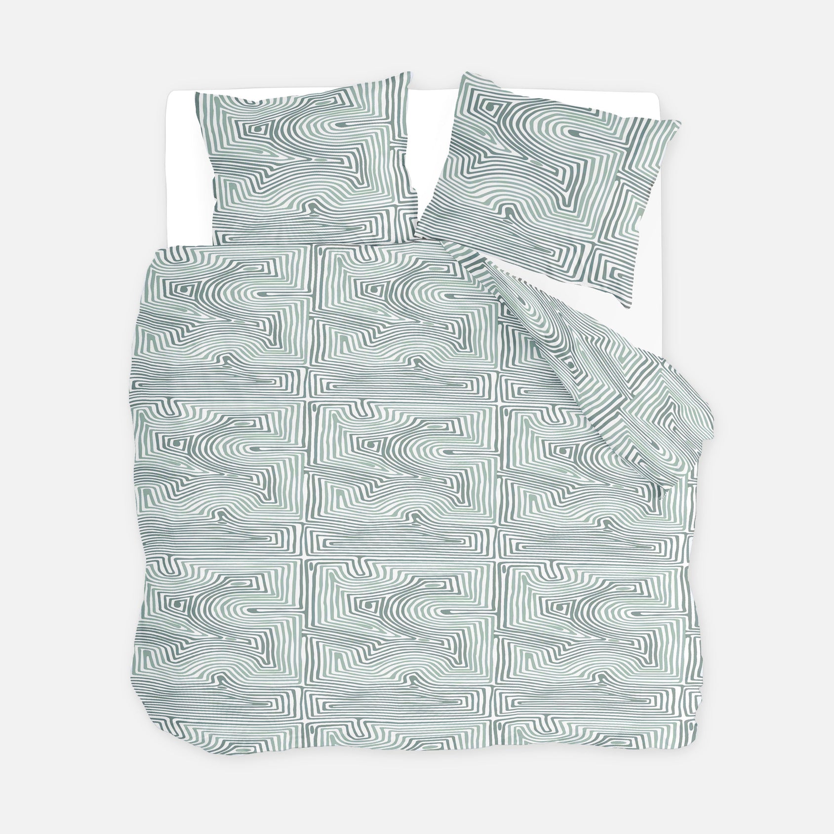 Byrklund Dekbedovertrek Lagoon Lines - 100% katoen - Groen
