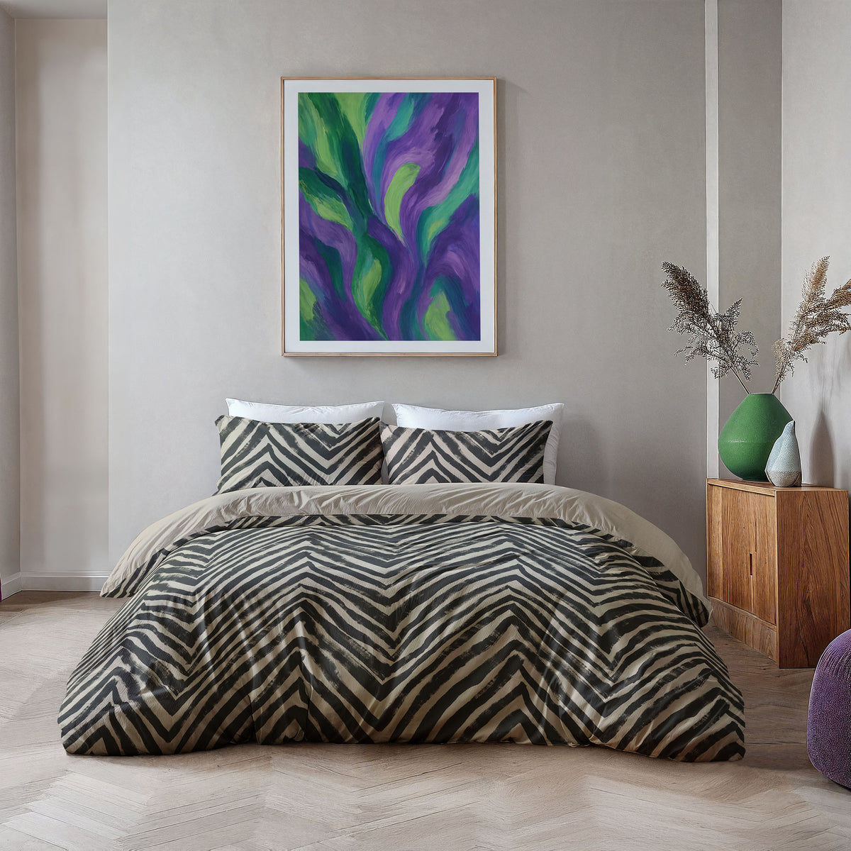Byrklund - Dekbedovertrek Zanny Zebra- Zwart / Beige