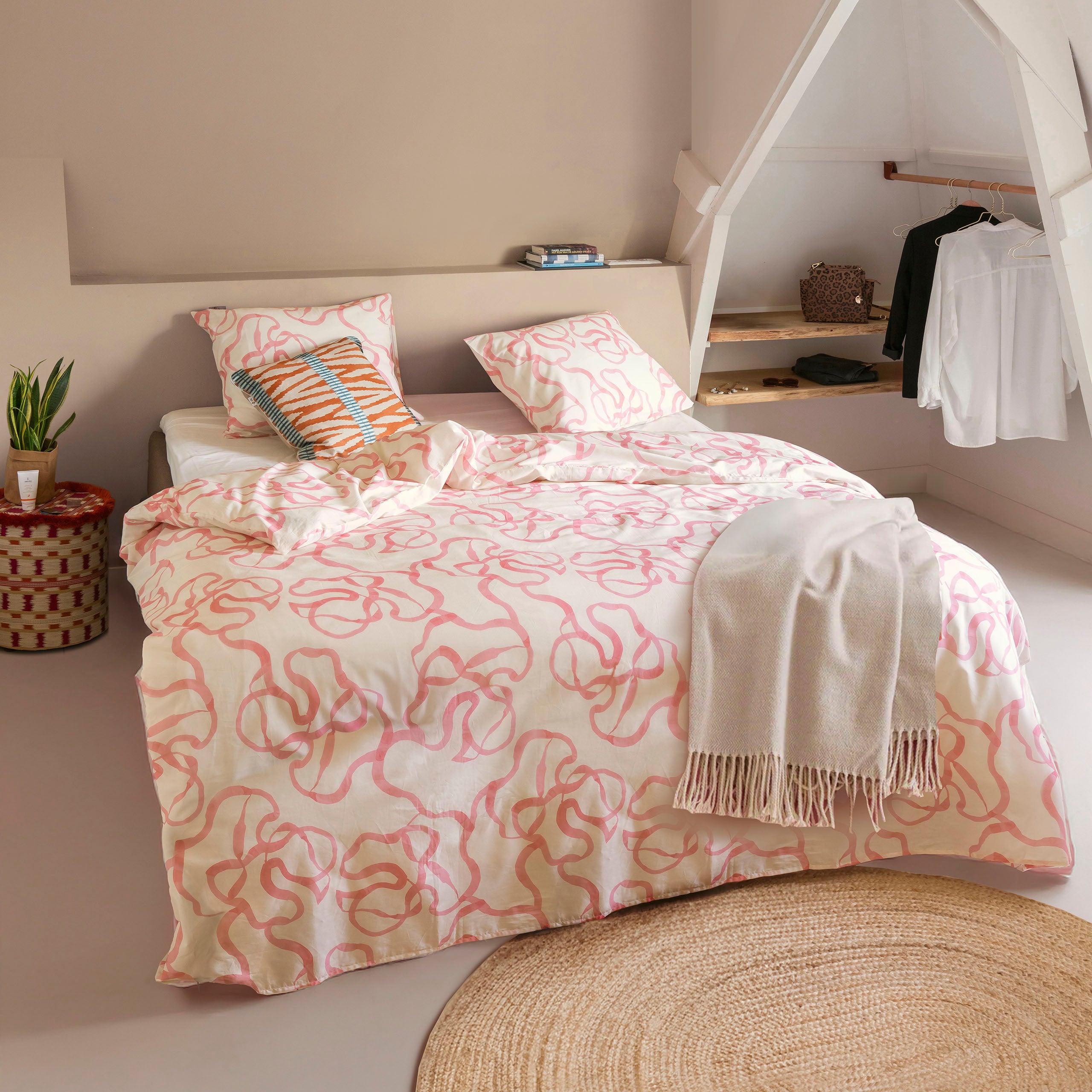 Dekbedovertrek Pink Party Off White / Roze