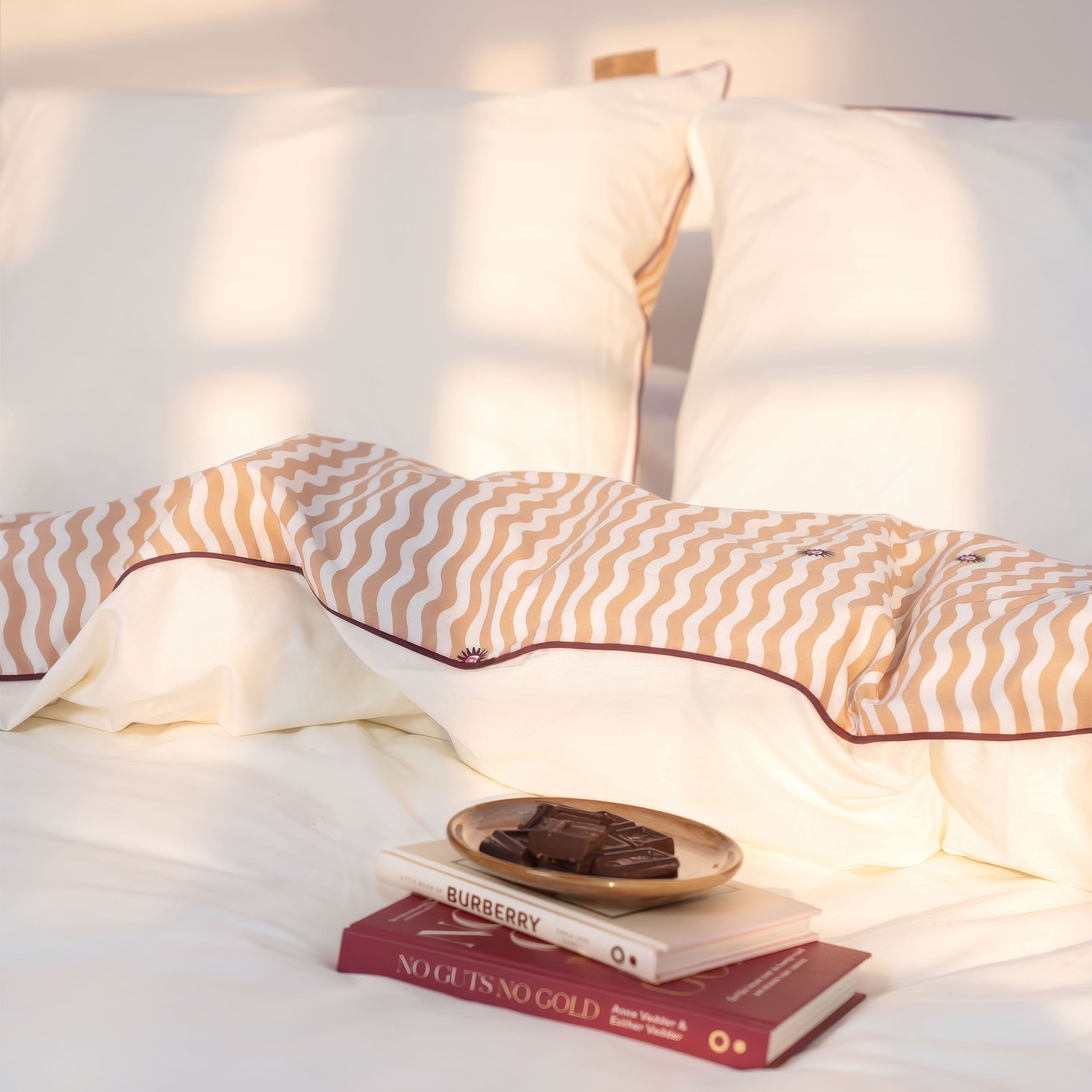 Dekbedovertrek Sunny Swirl Bruin / Off White