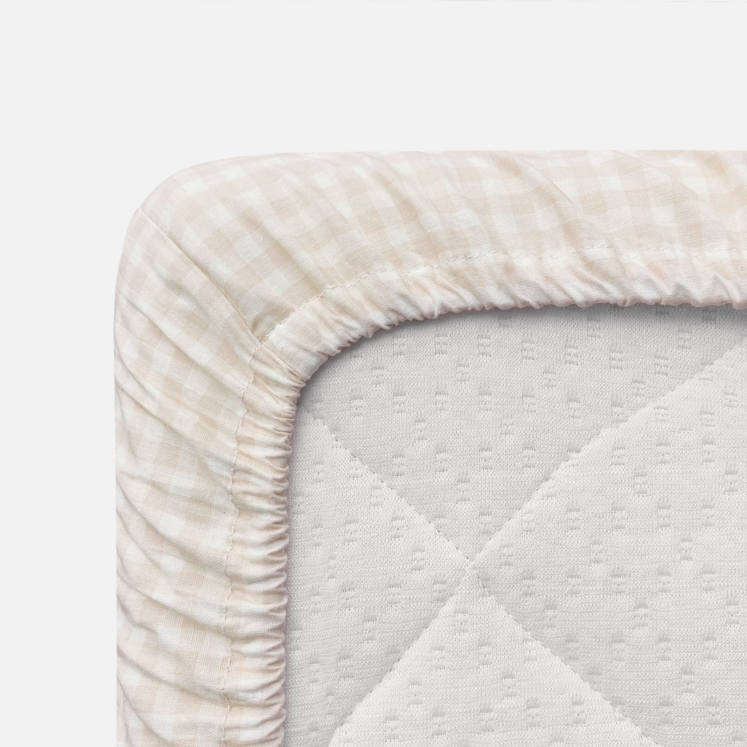 Ledikanthoeslaken  Mini Checkmates Beige