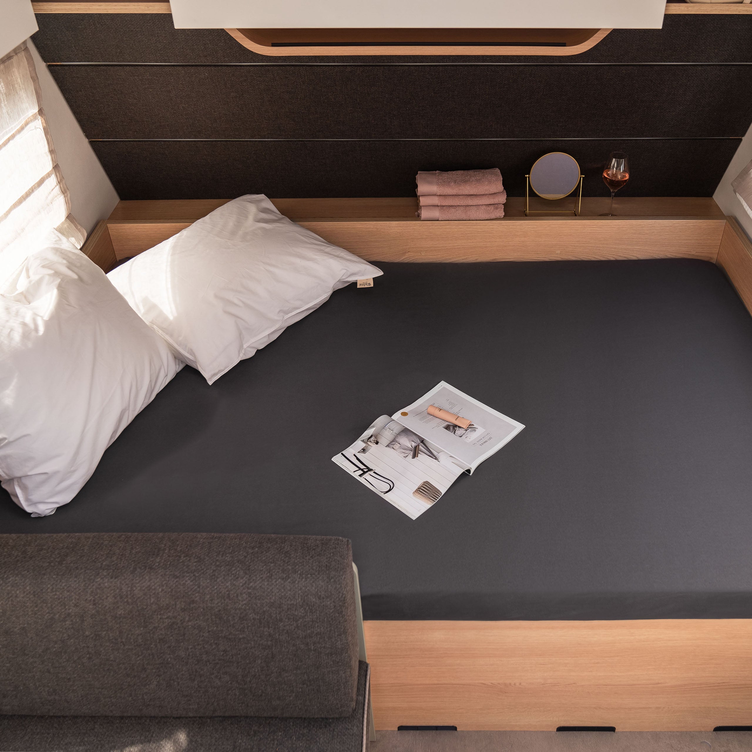 Walra Kampeer Hoeslaken Jersey Stretch Hefbed 130/160x185/210 Antraciet