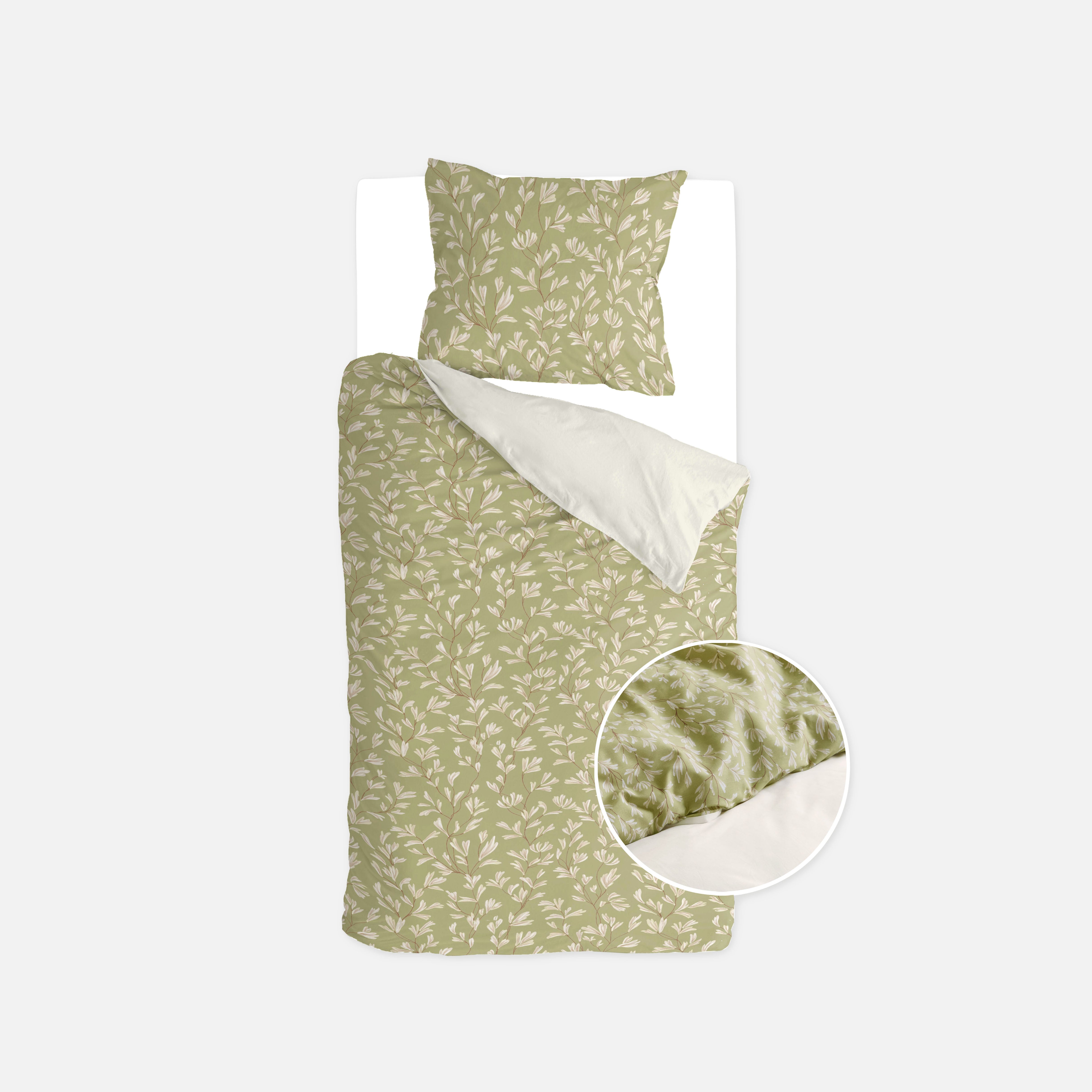 Dekbedovertrek Blooming Grace Groen / Wit