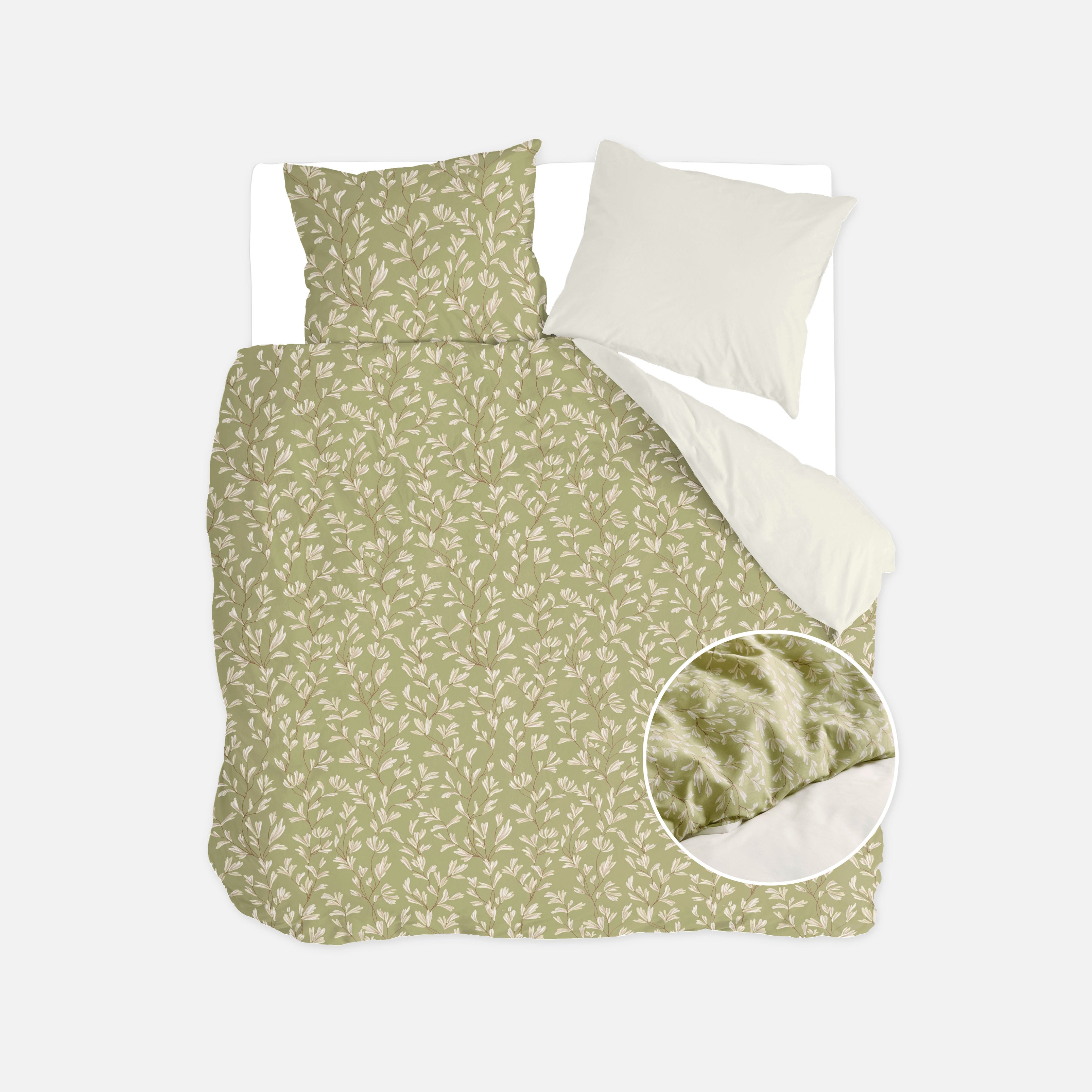 Dekbedovertrek Blooming Grace Groen / Wit