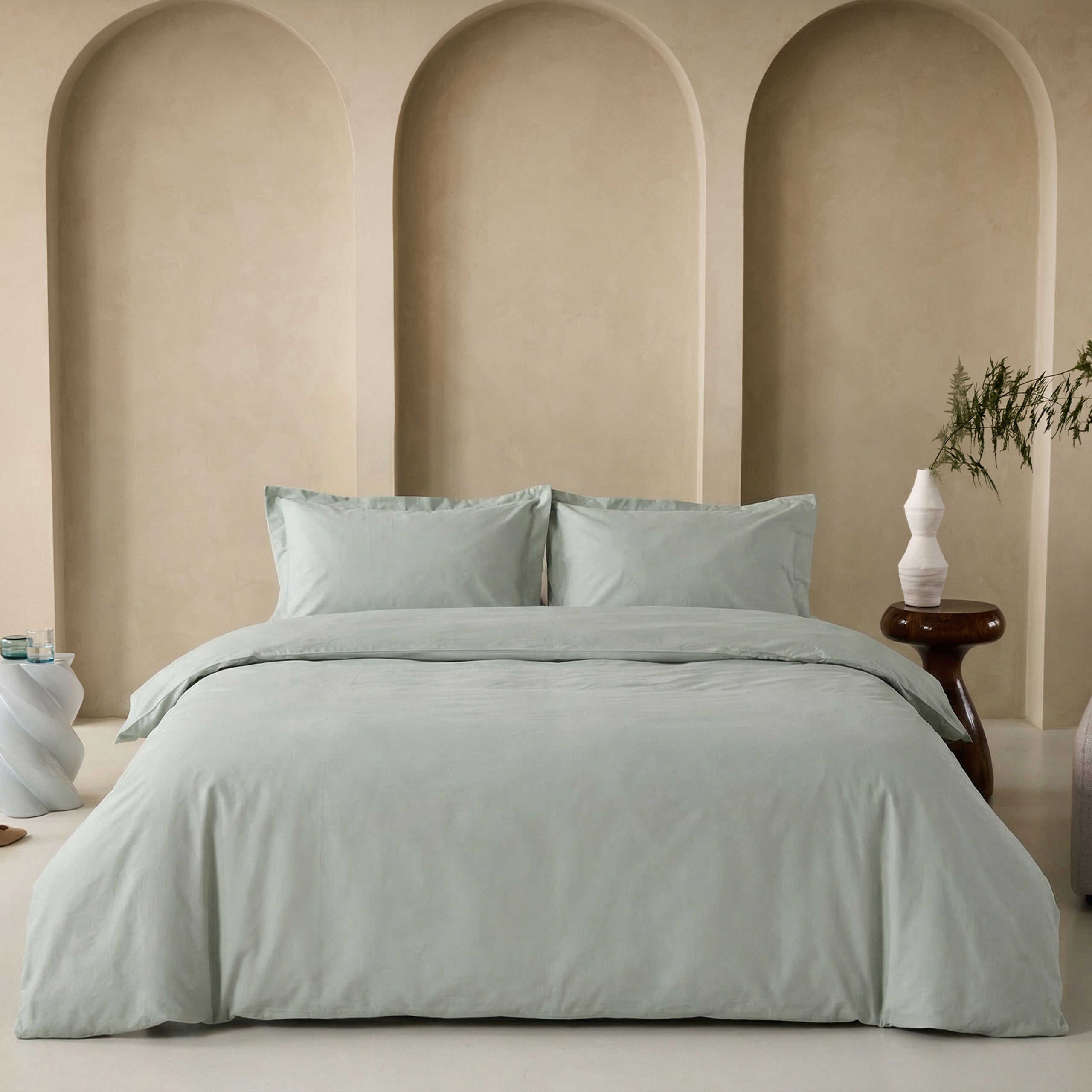 Dekbedovertrek Forever Cotton Licht Grijs / Groen