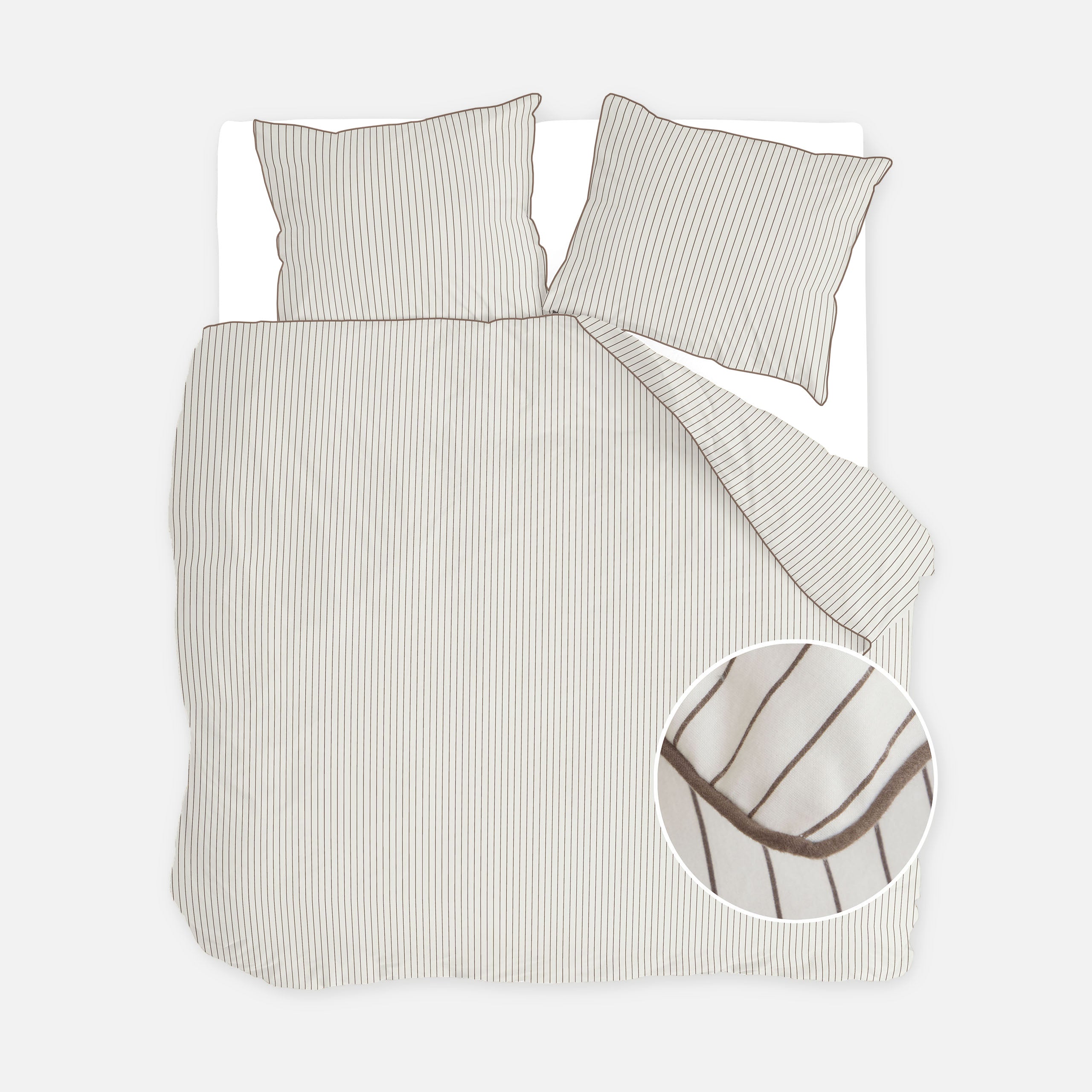 Dekbedovertrek Gentle Stripes Off White / Bruin