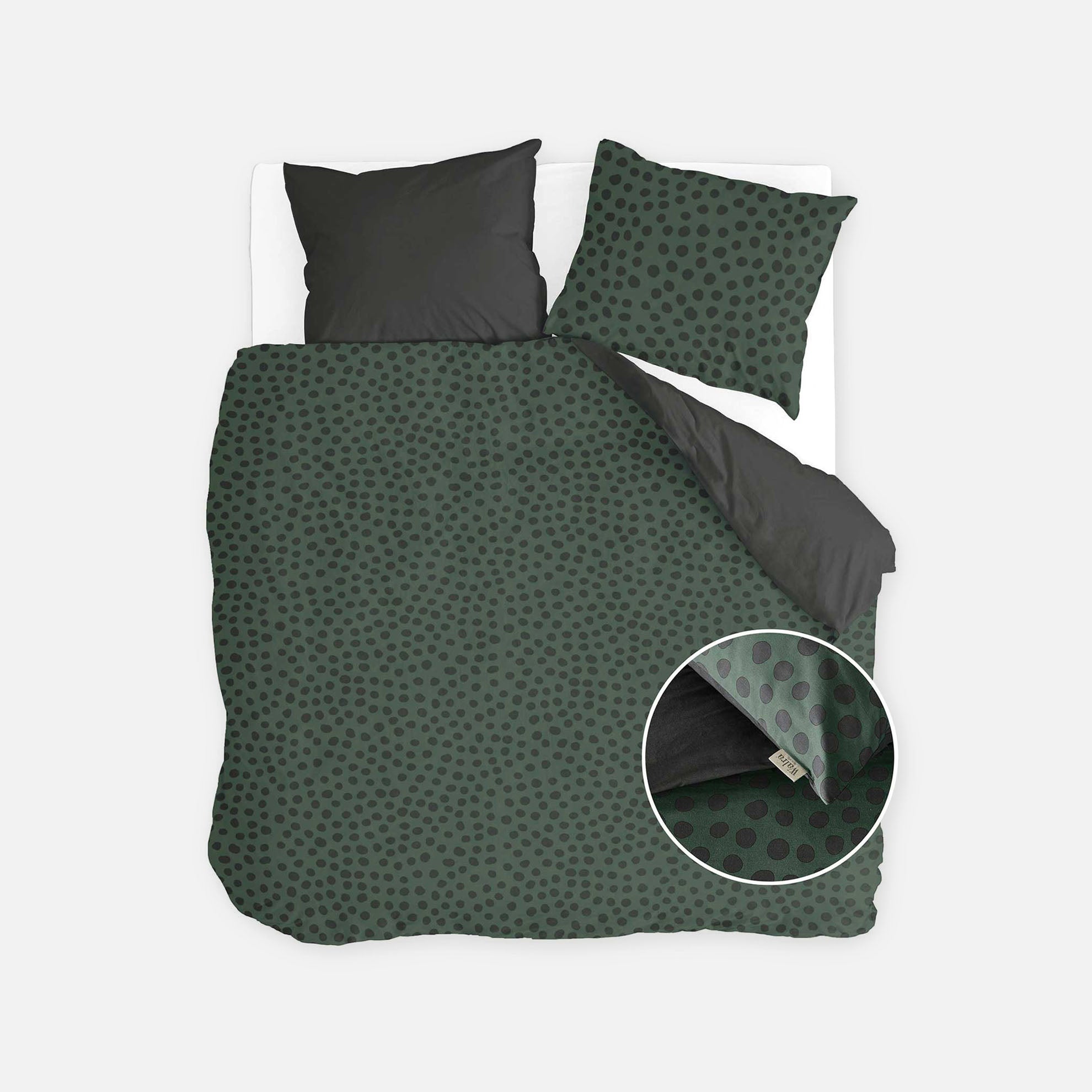 Dekbedovertrek Spots & Dots Donker Groen