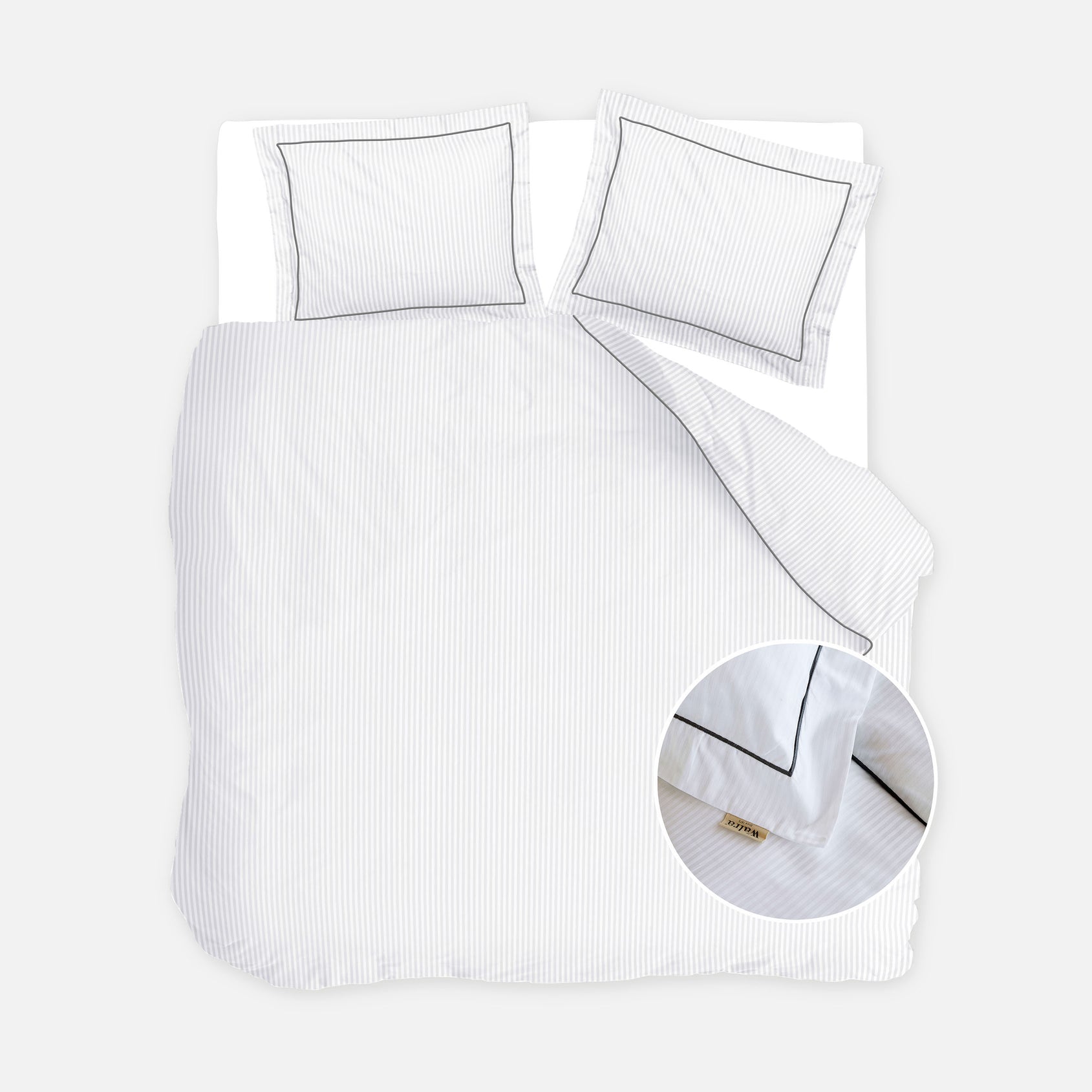 Dekbedovertrek Subtile Stripes Wit / Antraciet