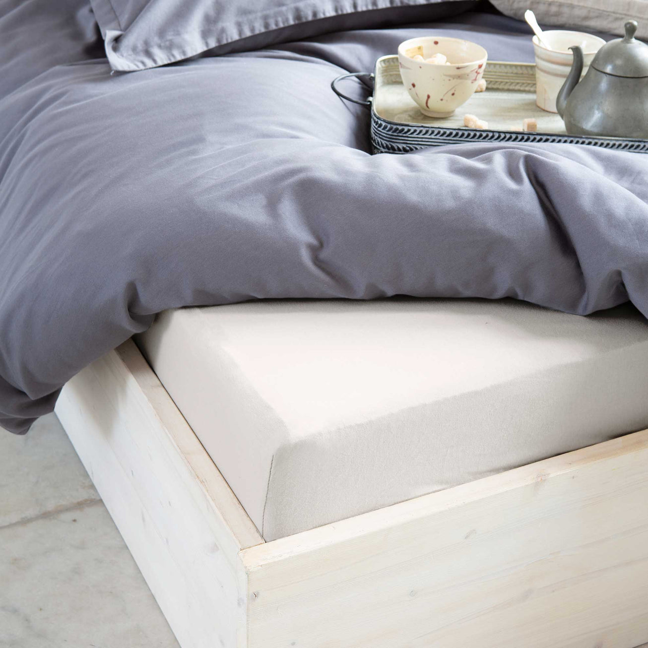 Hoeslaken Crispy Cotton Zand