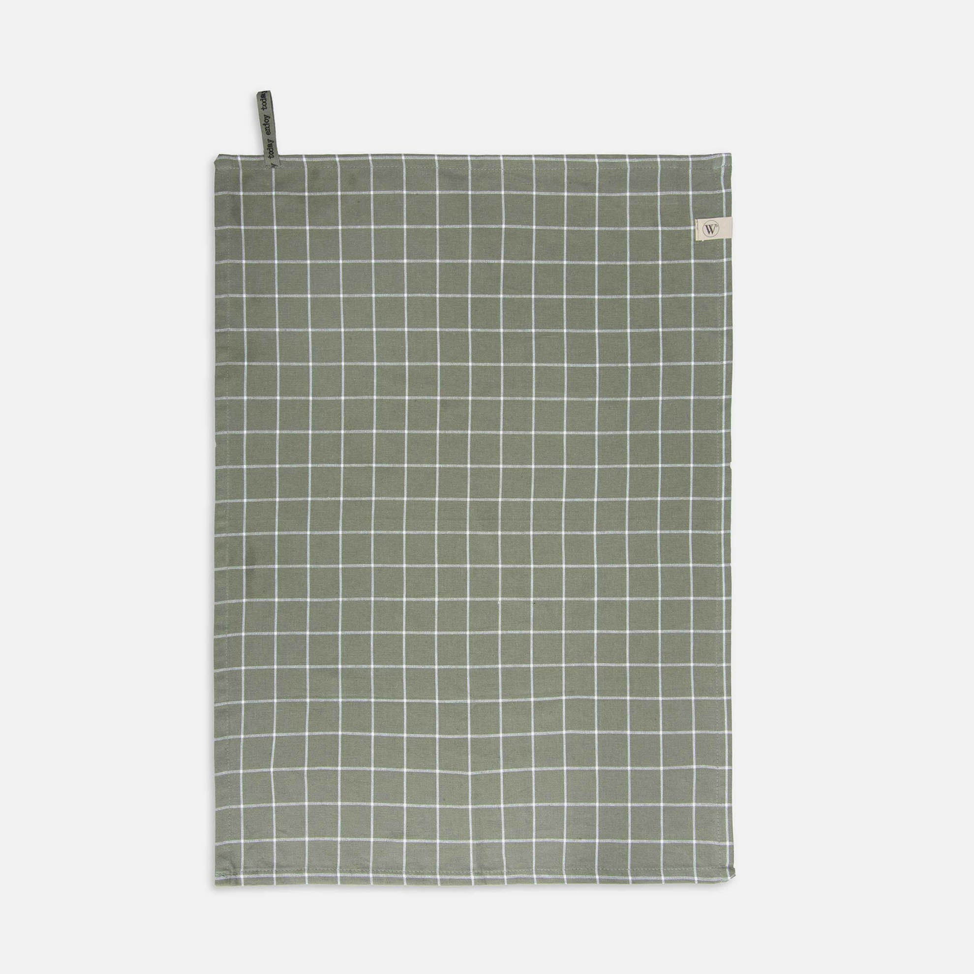 Keukenset Dry w. Cubes Uni, Stripes & Blocks Legergroen 3x 50x70