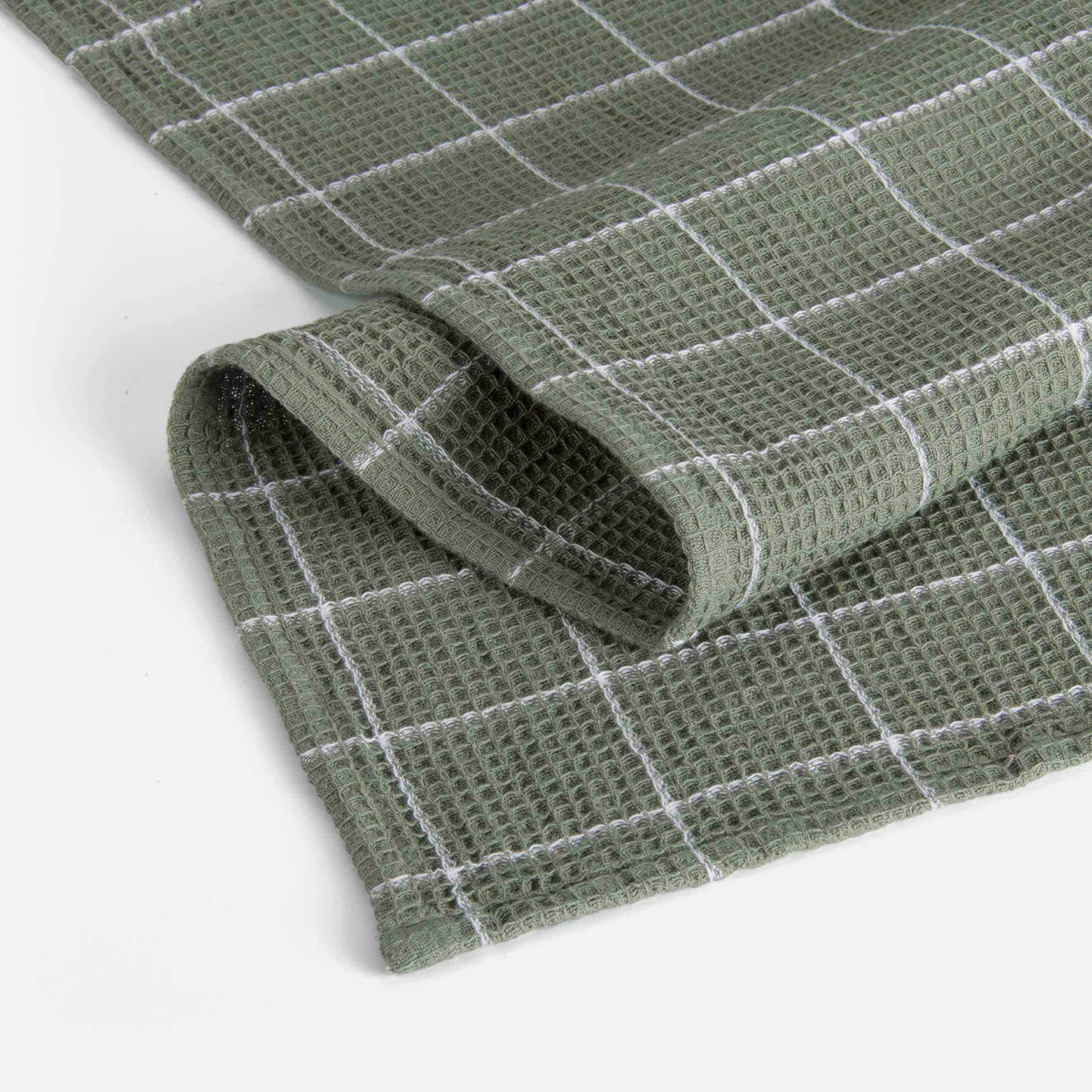 Keukenset Dry w. Cubes Uni, Stripes & Blocks Legergroen 3x 50x70