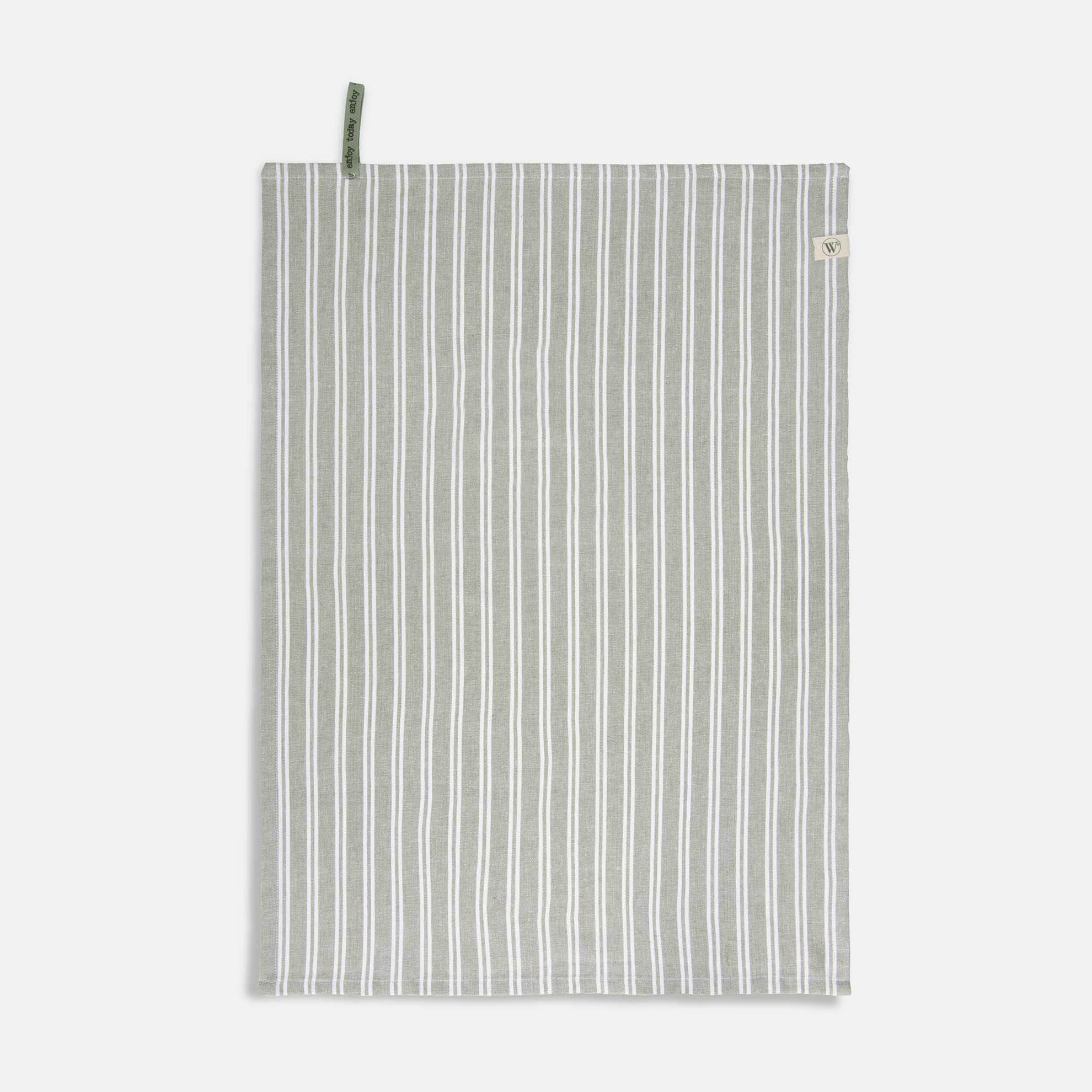 Keukendoek Dry with Stripes Legergroen 50x70