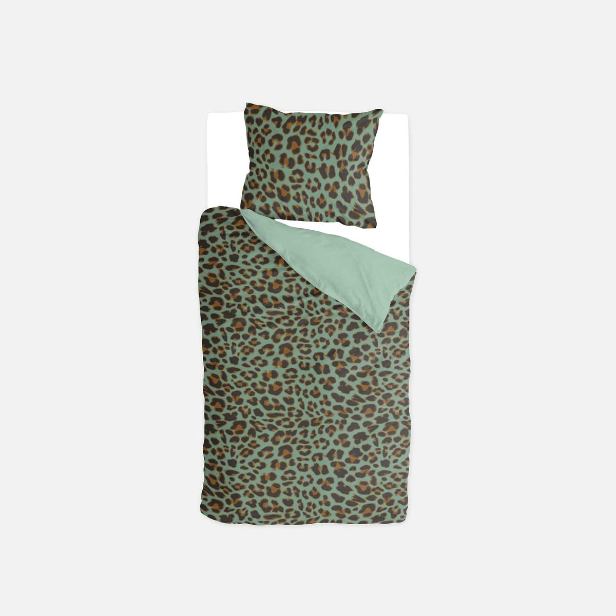 Byrklund - Dekbedovertrek Lazy Leopard - Groen