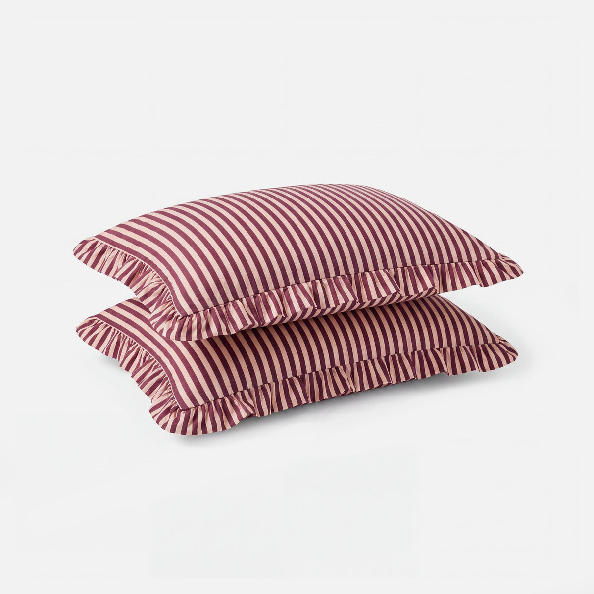 Dindi - Kussensloop Cheeky Ruffles - Roze / Bordeaux - Set van 2