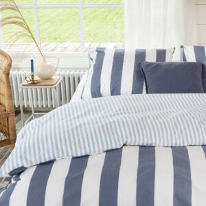 dekbedovertrek wit, classic stripe, blauw, walra, slaapkamer