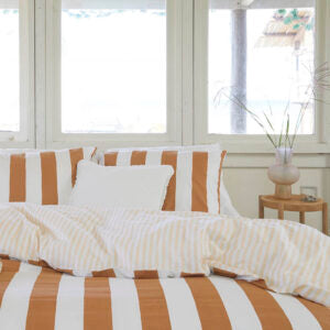 dekbedovertrek wit, classic stripe, geel, walra, slaapkamer