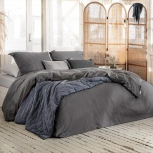 vintage satin, antraciet, slaapkamer, walra, dekbedovertrek