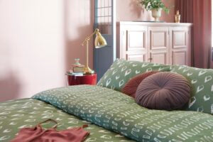 slaapkamer, walra, groen, dekbedovertrek